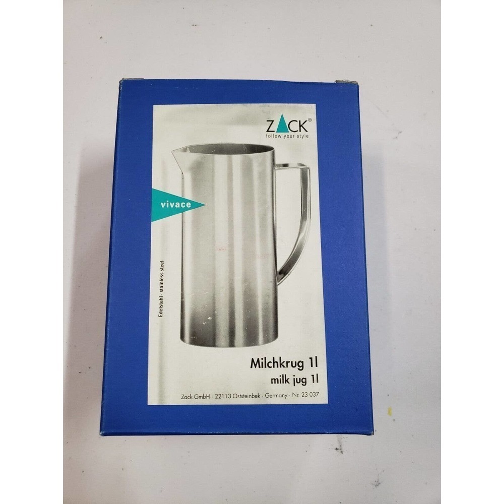 Zack Milk Jug Silver Stainless Steel Vivace Kitchen Accessory Everyday Use